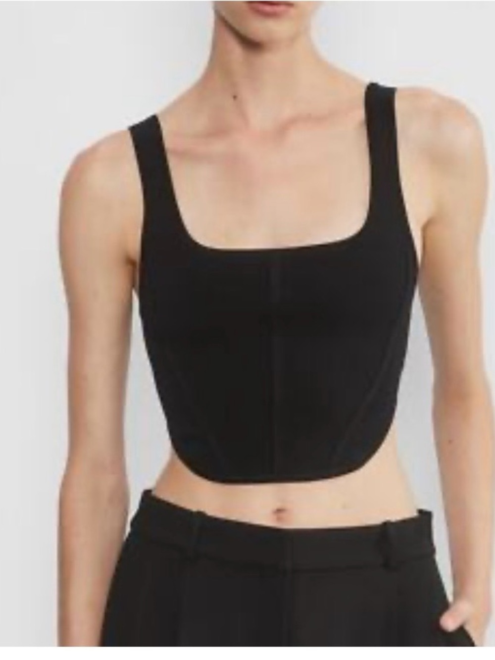 Aritzia sculpt knit Black Square-Neck Cropped Tank size s